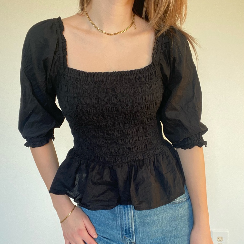 Loft Smocked Peplum Blouse